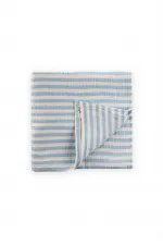 Couverture naturelle 90x100cm bleue à rayures épaisses