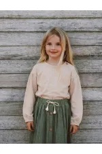 Fırçalı Rustik Uzun Kollu T-Shırt 1-7 Yaş Ekru