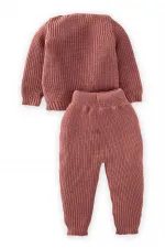 Selanik Knitwear Set 1-5 Years Old Dusty Rose