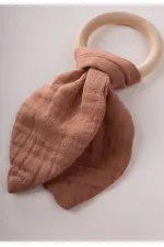 Ahşap müslin Kumaştan Diş Kaşıyıcı Açık Kahve