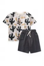 Ensemble de t-shirts imprimés cactus 2-8 ans écru