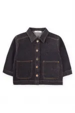 Koyu Yıkama Kot Ceket 2-7 Yaş Siyah