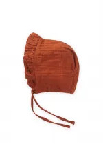 Bonnet musulman pour bébé avec lien et volant, rouille, pour les 0-2 ans