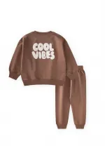 Ensemble imprimé Cool Vibes pour enfants de 2 à 7 ans, marron