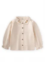 Nakışlı Müslin Gömlek 2-8 Yaş Naturel