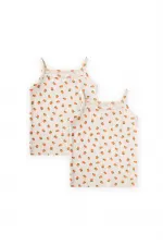 Two-Piece Strappy Girls' Tank Top, Ages 2-11, Orange Pattern