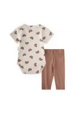 Ensemble body côtelé 0-3 ans écru