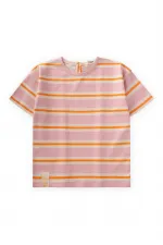 Striped Girl T-Shirt 2-10 Years Old Pink Orange Striped