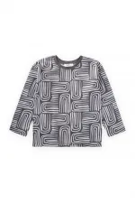 T-shirt à manches longues à motifs anthracite, 3-12 ans