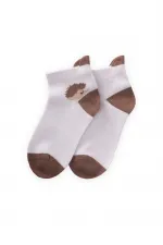 Hedgehog Pattern Kids Booties Socks 5-12 Years White