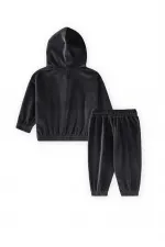 Ensemble sweat-shirt à capuche en velours, 2-8 ans, noir