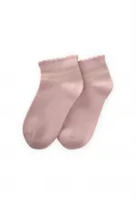 Chaussettes bottines à lacets pour enfants de 5 à 12 ans, couleur poudre