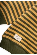 Çizgili Triko Hırka 0-4 Yaş Hardal Haki