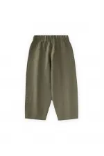 Keten Boyfriend Pantolon 2-10 Yaş Yeşil