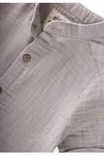 Müslin Gömlekli Takım 2-10 Yaş Gri Füme