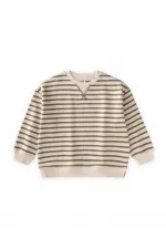 Striped Karyoka Detail Seasonal Sweatshirt 2-12 Years Olive