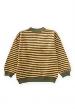 Çizgili Triko Hırka 0-4 Yaş Hardal Haki