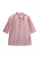 Robe en gabardine teinte rose pour enfants de 2 à 7 ans