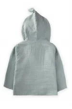 Çift Kat Müslin Çocuk Bornoz 2-9 Yaş Mint Yeşili