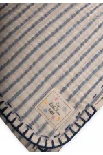 Double Layer Handmade Muslin Triangle Towel (Washed) 75X75 cm Indigo Striped