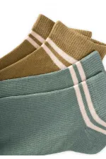 İkili Ham Çizgili Patik Çorap 5-12 Yaş Çağla - Haki Yeşili