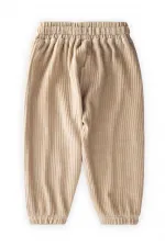 Fitilli Kadife Jogger Pantolon 1-10 Yaş Bej