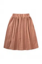 Jupe en mousseline biologique marron à double rayures, 2-8 ans