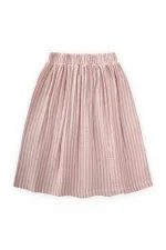 Organik Müslin Etek 2-8 Yaş Fuşya Çizgili