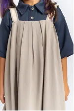 Pleated Tencel Vest 2-7 Years Old Beige