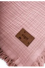 Müslin Dört Kat Yatak Örtüsü 200X220 Cm Pudra Pembe