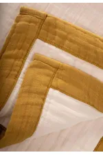 Couverture brute à quatre couches, passepoil épais, 85 x 90, moutarde