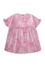 Robe rose à manches à volants et motifs pour enfants de 1 à 7 ans
