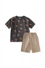 Patterned Capri T-Shirt Set, Ages 2-12, Grey