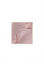 Couverture en mousseline simple épaisseur brodée de dentelle, 100 x 100 cm +/- 3 cm, rose poudré