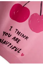 Cherry Printed Sweatshirt Set for 2-10 Years Old Pink