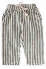 Müslin Pantolon 1-10 Yaş Yeşil Çizgili