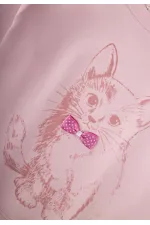 Cat Print Pajama Set for Ages 2-8, Powder Pink