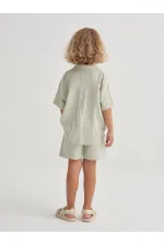 Behappy Ensemble short brodé en lin, 2 à 7 ans, vert menthe Behappy Ensemble short brodé en lin, 2 à 7 ans, vert menthe