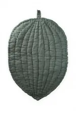 Tapis d'éveil bébé en mousseline à motif feuilles (lavé) kaki