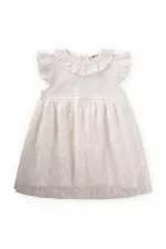 Robe bébé 0-4 ans en tulle à motif de feuilles, blanc cassé