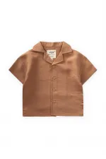Chemise hawaïenne rayée en modal, couleur camel, 1-8 ans