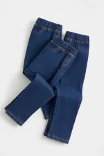 Sahte Cepli Tayt Pantolon 1-7 Yaş Mavi