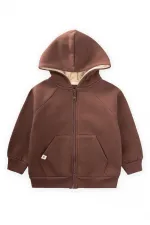 Gilet à capuche zippé marron, 1-14 ans
