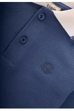 T-shirt à manches longues et col polo, bleu indigo, 2-14 ans