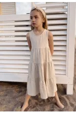 Robe plissée en lin naturel, 2-7 ans
