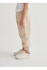 Gabardin Kargo Pantolon 2-7 Yaş Bej