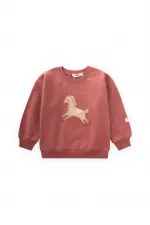 Horse Applique Sweatshirt, 1-6 Years Old, Dusty Rose