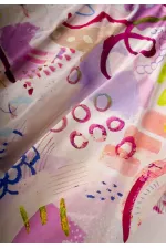 Poplin Dress with Elastic Collar and Sleeves, 2-7 Years Old, Ecru Fuchsia