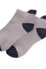 Zemini Ve Burnu Toprak Rekli Çocuk Patik Çorap 5-12- Gri-Lacivert