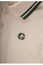 Polo à rayures doubles brodées, écru, 2-10 ans